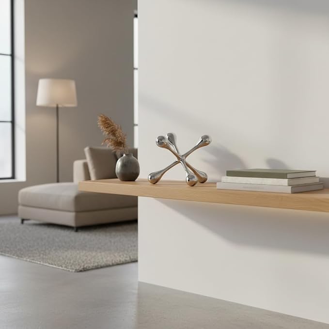 Cantillo Cast Aluminum Jack Sculpture – Modern Decorative Accent for Coffee Table, Bookshelf & Console – Mirror Polished Silver Finish – Contemporary Home Décor – Available in 3 Sizes