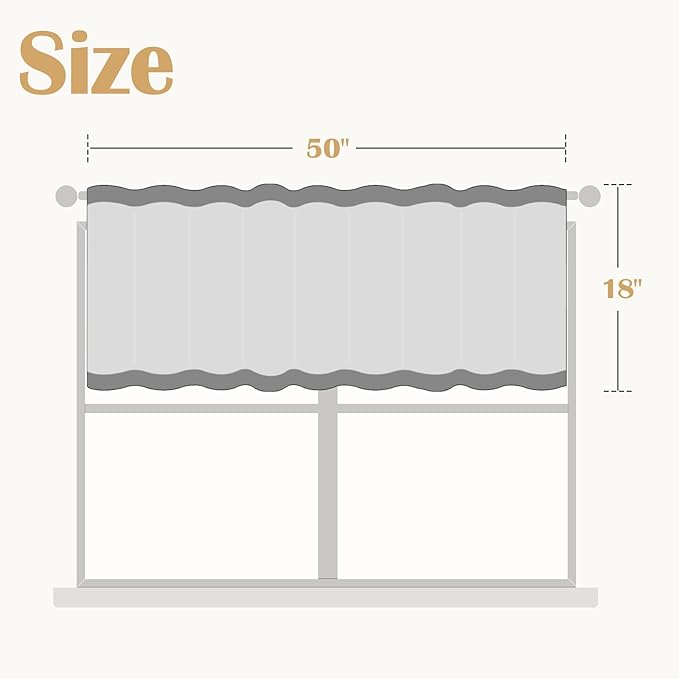 jinchan Linen Valance Curtain Farmhouse Black Floral Small Window Curtain Double Layer Light Filtering Fall Valance for Kitchen Rustic Biege for Living Room Bedroom 18 Inch Rod Pocket One Panel
