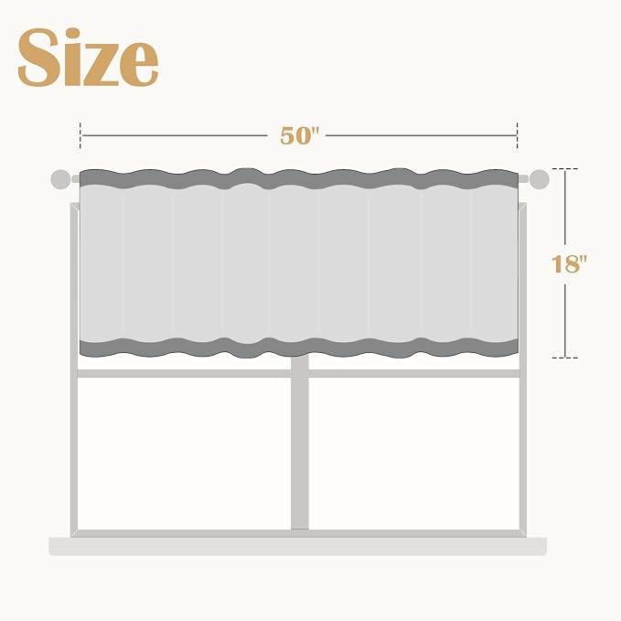jinchan Linen Valance Curtain Farmhouse Floral Printed Small Window Curtain for Kitchen Rustic Light Filtering Valance for Living Room Bedroom Bathroom 18 Inch Rod Pocket 1 Panel Black on Beige