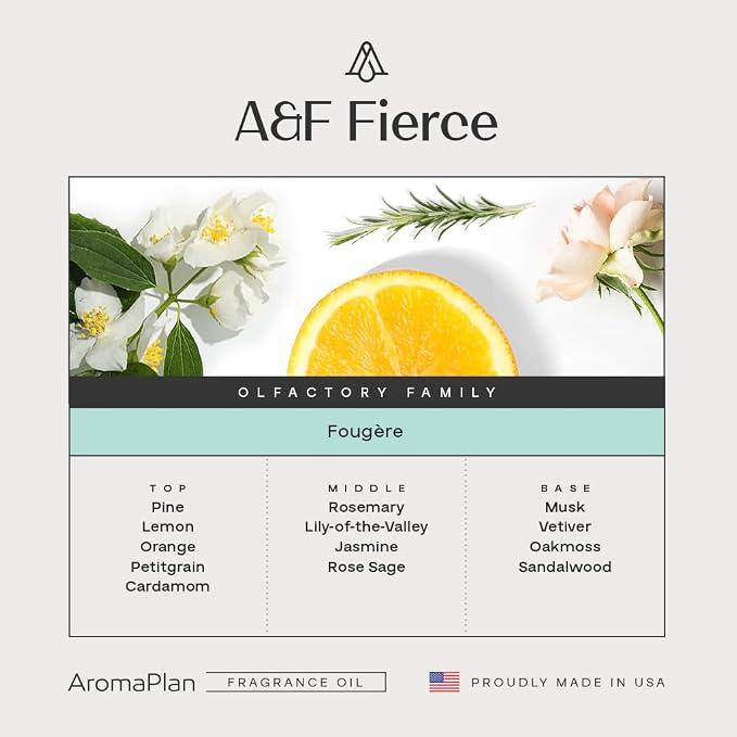 AromaPlan Hotel Scents Inspired by A+F Fierce 16 Fl Oz (473ml), Home Luxury Aroma & Hotel Diffuser Oil- Hotel Diffuser Oil for Aromatherapy- USA Made, Bigger Bottle, Bolder Aroma & Longer Lasting