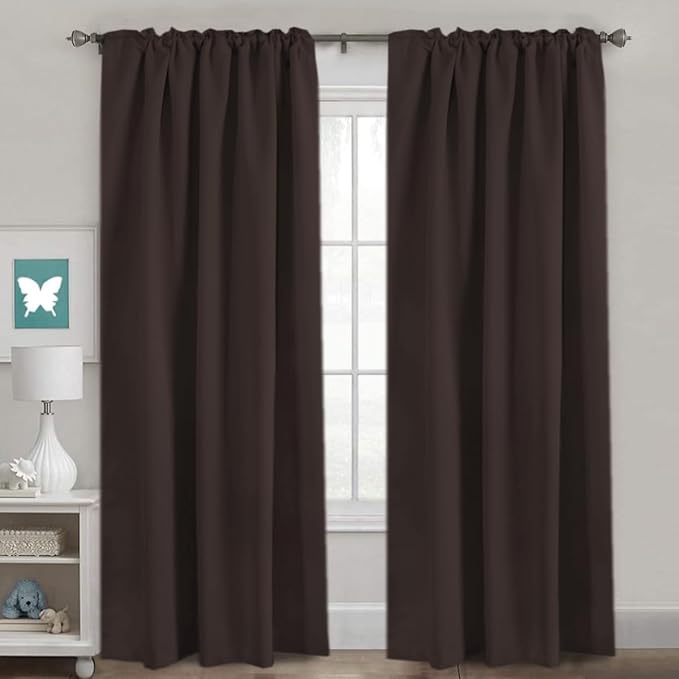 H.VERSAILTEX Blackout Curtains Thermal Insulated Window Treatment Panels Room Darkening Blackout Drapes for Living Room Back Tab/Rod Pocket Bedroom Draperies, 52 x 90 Inch, Chocolate Brown, 2 Panels