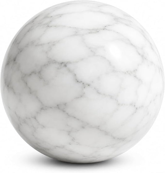 White Marble Decorative Sphere, 12cm Natural Stone Orb | 4.72 in Solid Stone Accent Ball for Console Table, Coffee Table Centerpiece and Entryway Decor