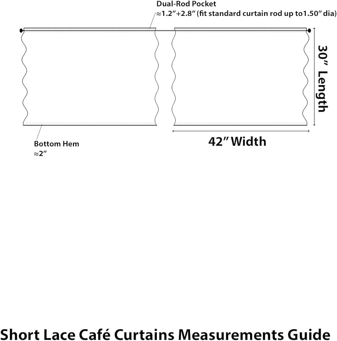 Kotile Burgundy Lace Curtains Short 30 Inch Length 2 Panels Cottagecore Floral Maroon Sheer Kitchen Curtains Over Sink, Rod Pocket Privacy Light Filtering Window Lace Cafe Curtain, 42 x 30 Inch