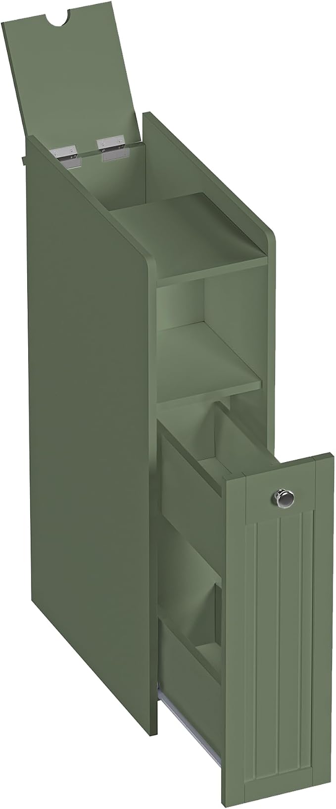 ChooChoo Slim Bathroom Storage Cabinet, Small Narrow Storage Organizer with Slide Out Drawers, Freestanding Toilet Paper Holder, Bathroom Cabinet for Small Places, Green