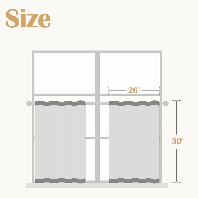 jinchan Linen Kitchen French Floral Tier Curtains 30 Inch Farmhouse Vintage Cafe Small Window Rustic Half Window Curtains for Living Room Bathroom 2 Panels Black on Beige