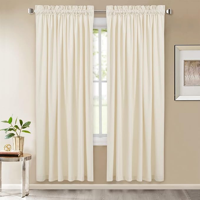 StangH Ivory White Velvet Curtains - Rod Pocket Bedroom Curtains 72 inches Heavy-Duty Privacy Window Decoration Drapes for Nursery/Wedding Backdrop, W52 x L72, 2 Panels