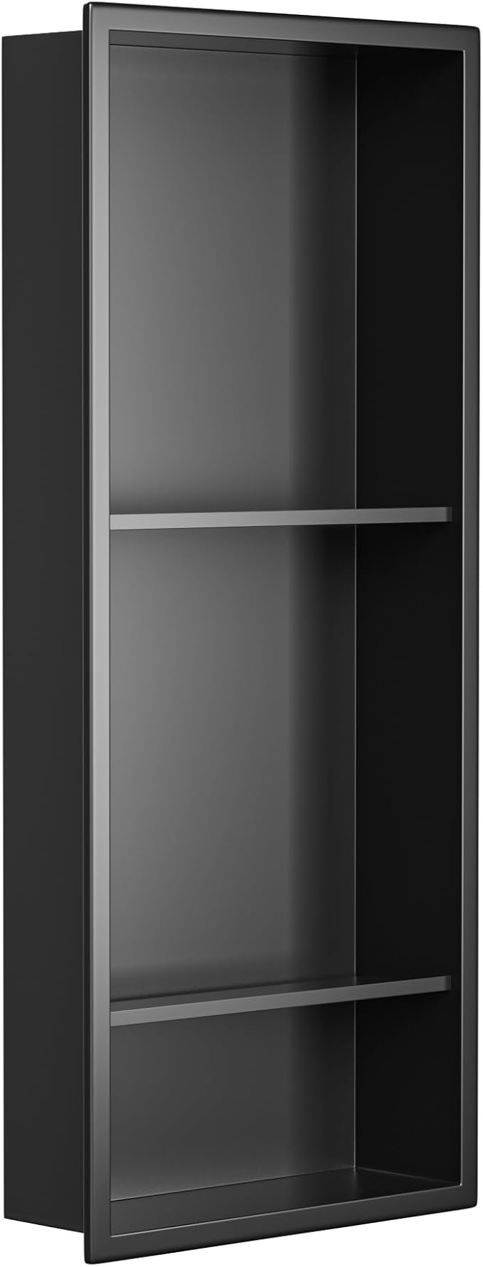 Stainless Steel Shower Niche 30" X 12" Matte Black No Tile Needed Wall Vertical Niche Three-Tier Shelves Recessed Shower Shelf for Bathroom Storage Over Mount Installation