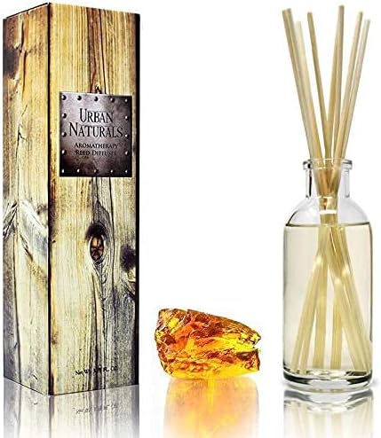Urban Naturals Reed Diffuser Set, Warm Vanilla Amber - Bathroom Shelf Décor | Creamy. Warm. Sultry. Notes of Sandalwood, Amber & Smoked Vanilla, Made with Essential Oils & Real Botanical Pieces