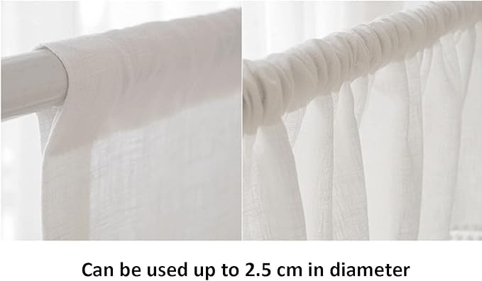 White Linen Tier Curtains, Kitchen Cafe Tier Curtain,Short Window Curtains Rod Pocket Small Curtains, Voile Panels Sheer Valance Divider Curtains,1pc (Size : W 150cm*H 50cm)
