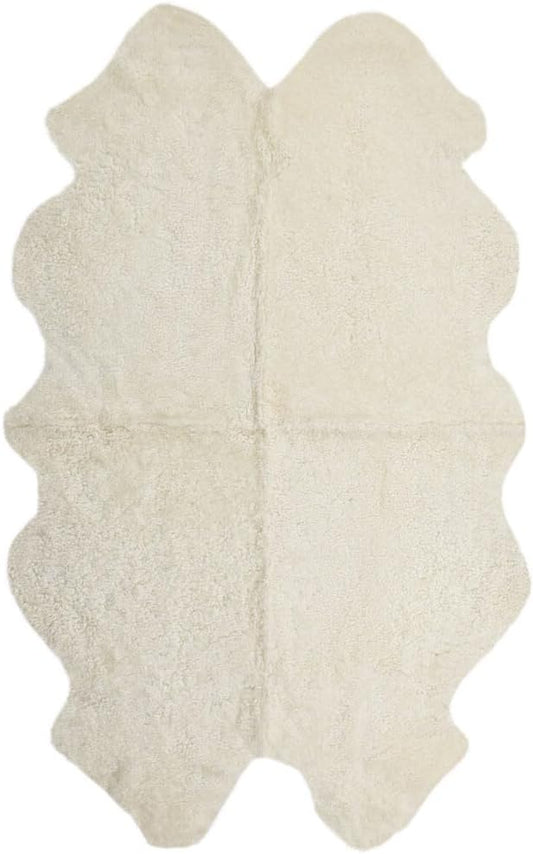 Nordic Sheep Real Sheepskin Rug 4x6 ft | Sheepskin Rugs for Living Room and Sofa | Large Bedside Rugs for Bedrooms is Breathable & Heat-regulating | Fluffy Rug in Color White