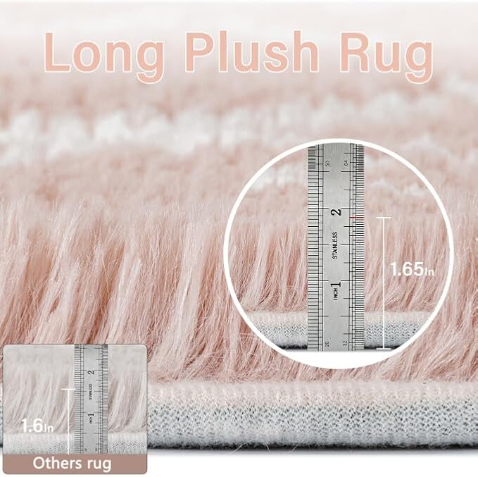 PureCozy 5x7 Checkered Rug for Living Room Pink and White Modern Soft Area Rug Fluffy Non-Slip Carpet for Bedroom Playroom Home Aesthetic Decor
