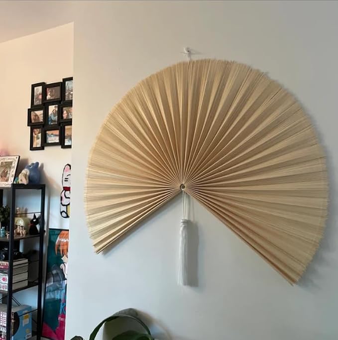 ChumDecor Fan Wall Decor, Japanese Chinese Wall Fans Decor, Boho Hanging Headboard, Decorative Folding Fan for Over Bed Decorations