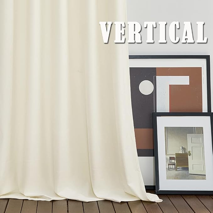 RYB HOME Ivory Velvet Curtains - Super Soft Bedroom Back Tab Window Curtains & Drapes Energy Efficiency Boho Decor for Living Room Home Office, W 52 x L 90, 2 Panels