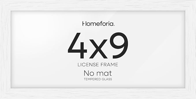 Homeforia 4x9 Business License Frame White, High End Oak 4 x 9 White Wood Certificate Frames, 9x4 Wooden Document Frames for Wall or Tabletop, 4 by 9 Picture Frames, Tempered Glass, Wall Kit, Set of 2