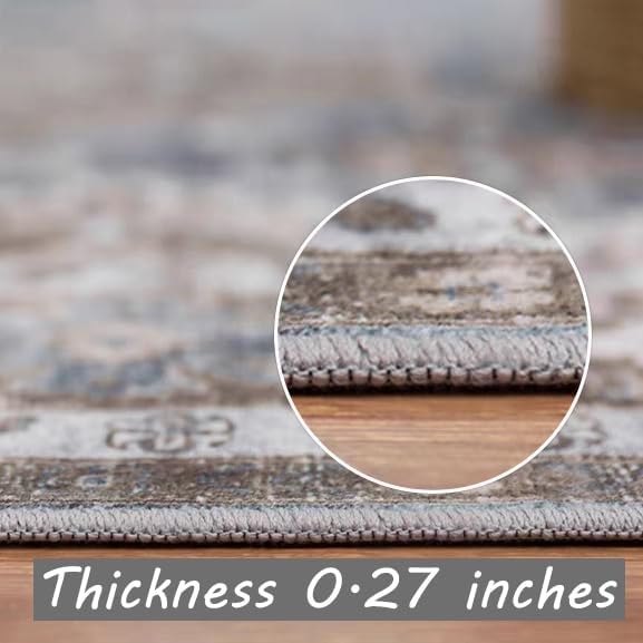 CHAMPLANT Washable Vintage Area Rug 6x9 Boho Chic Medallion Distressed Design Non-Shedding Easy Care Ideal for High Traffic Areas in Living Room Bedroom Kitchen Office Large Carpet