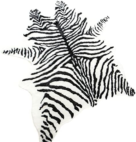 Zebra Print Rug Faux Animal Print Skin Area Rug Cowhide Western Decor Cute Carpet for Bedroom Living Room, 4.9x6.6 Feet