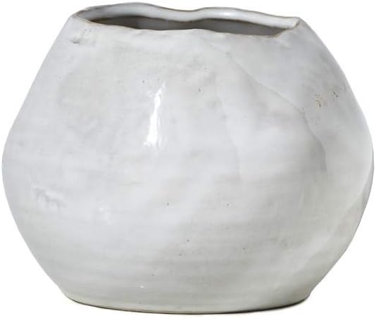 Serene Spaces Living Glazed Ceramic Fishbowl Vase, Set of 4- Centerpiece for Vintage Weddings, Events, Measures 4" Tall and 5" Diameter