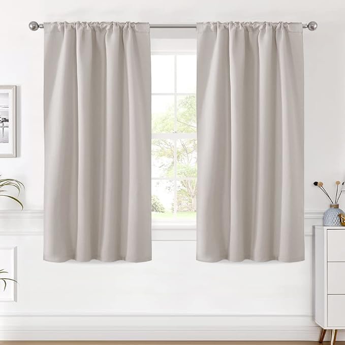 H.VERSAILTEX Blackout Curtains Thermal Insulated Window Treatment Panels Room Darkening Blackout Drapes for Living Room Back Tab/Rod Pocket Bedroom Draperies (2 Panels, Stone, 42 x 54 Inch)
