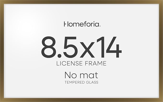 Homeforia 8.5 x 14 Marriage License Frame Bronze, High End Metal 8.5x14 Marriage Certificate Frames, 14x8.5 Picture Frame for Wall & Tabletop, 8.5 by 14 Photo Frame, Tempered Glass, Wall Kit, Set of 3