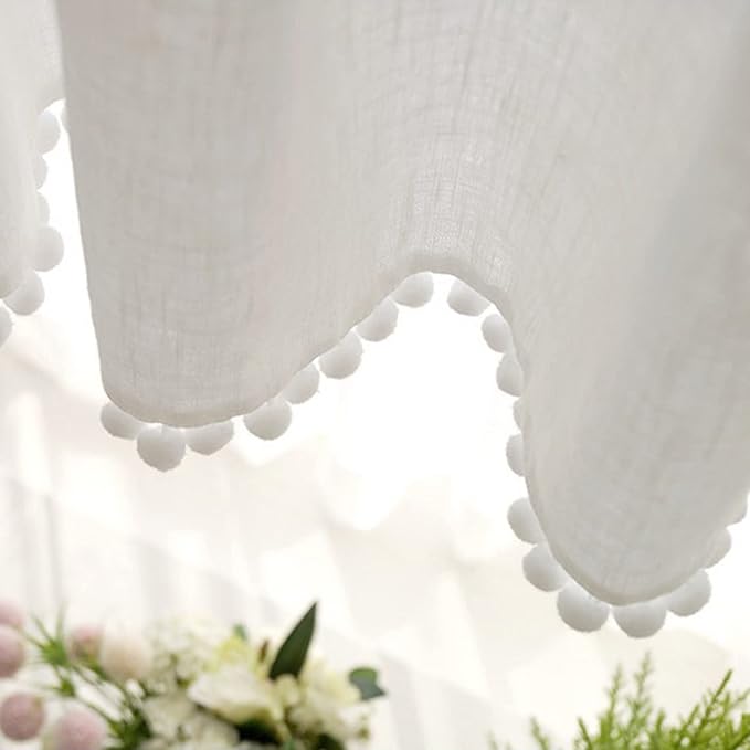 White Linen Tier Curtains, Kitchen Cafe Tier Curtain,Short Window Curtains Rod Pocket Small Curtains, Voile Panels Sheer Valance Divider Curtains,1pc (Size : W 150cm*H 50cm)