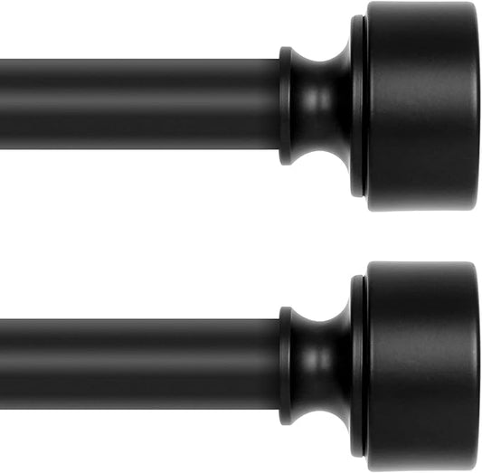 2 Pack Black Curtain Rods for Windows 48 to 84 Inch(4-7ft), 1 Inch Diameter Heavy Duty Curtain Rod, Adjustable Decorative Drapery Poles 36-88", Matte Black