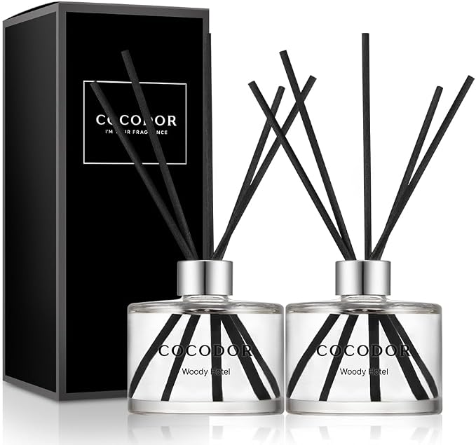 COCODOR Signature Reed Diffuser/Woody Hotel / 6.7oz(200ml) / 2 Pack/Reed Diffuser, Reed Diffuser Set, Oil Diffuser & Reed Diffuser Sticks, Home Decor & Office Decor, Fragrance and Gifts, Mother's Day
