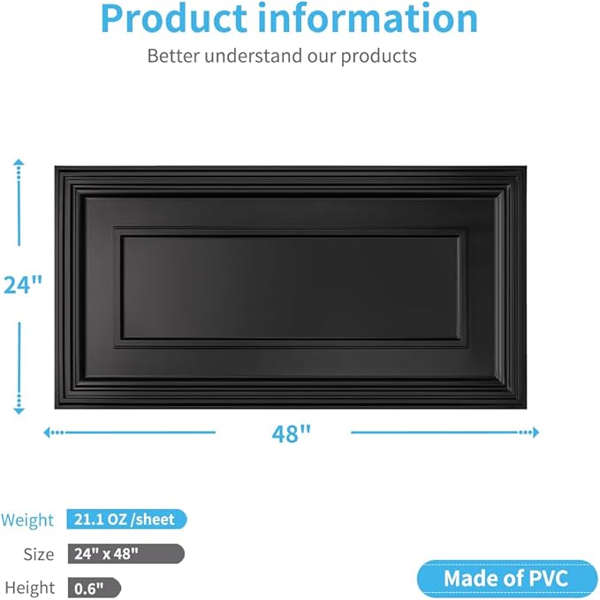 Art3d 12-Pack Drop Ceiling Tiles, 24x28 Inch PVC Panels in Black