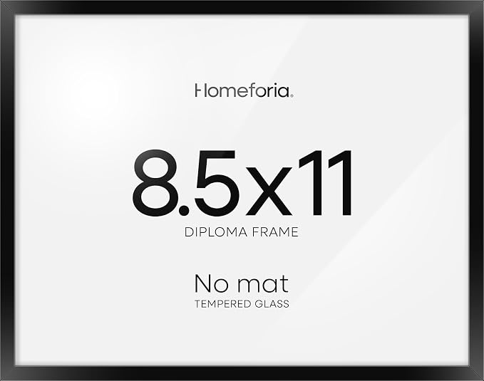Homeforia Black Diploma Frame 8.5 x 11, High End Metal 8.5x11 Certificate Frames, 11x8.5 inch Document Frame for Wall or Tabletop, 8.5 by 11 Award Letter Size Frame, Tempered Glass, Wall Kit, Set of 3