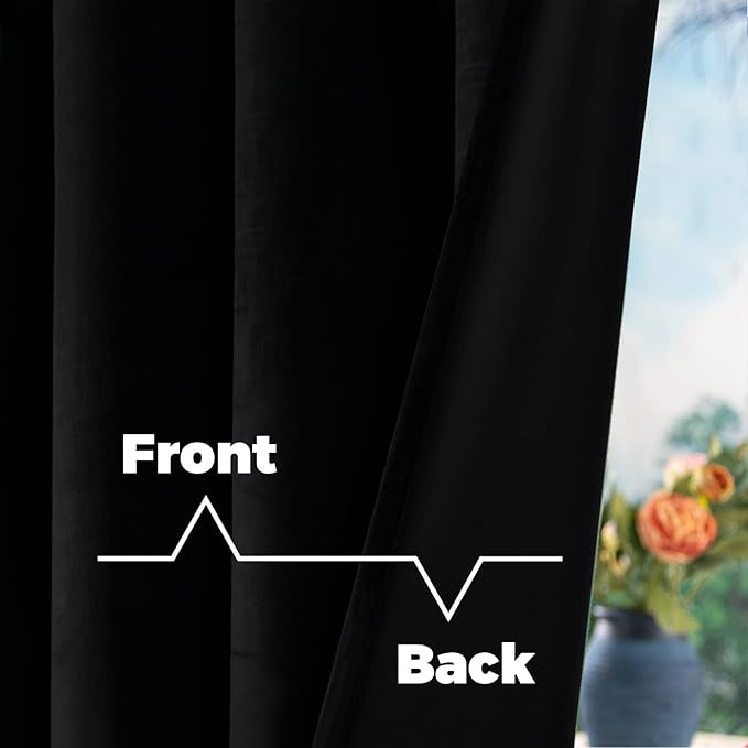 BGment Black Velvet Curtains for Bedroom, 72 Inch Blackout Curtains Thermal Insulated Room Darkening Elegant Window Curtains with Back Tab and Rod Pocket for Living Room, 2 Panels, 52 x 72 Inch