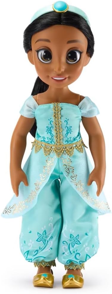 Disney Store Official Jasmine Once Upon a Story Doll - Disney Princess Toys Featuring Reflective Eyes with 3D Pupil and Iris, Detailed Costume, Hair Comb & Shoes - Comes in Display Box - 16 Inches