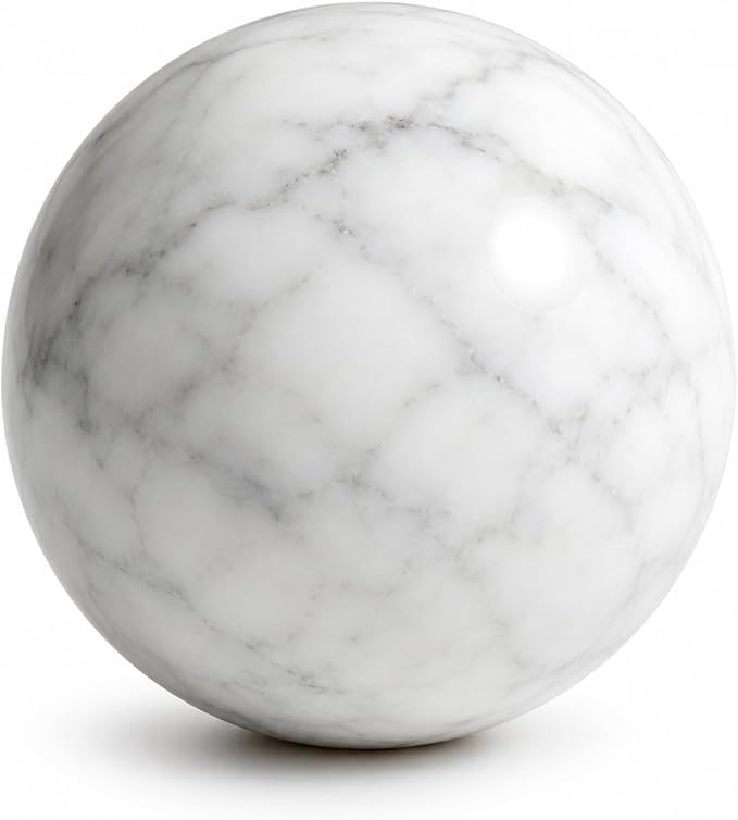 White Marble Decorative Sphere, 6cm Natural Stone Orb | 2.36 in Small Stone Bowl Filler Balls for Tray Styling, Shelf and Coffee Table Decor