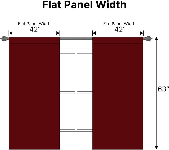 H.VERSAILTEX Christmas Blackout Curtains Thermal Insulated Window Treatment Panels Blackout Drapes for Living Room Back Tab/Rod Pocket Bedroom Draperies (2 Panels, Burgundy, 42 x 63 Inch)