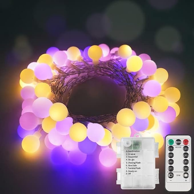 suddus 100LED Globe String Lights Battery Operated with Remote Multicolor | 33 FT Colorful Globe Lights with Timer 8 Mode, Fairy Lights for Bedroom, Dorm, Classroom,indoor,outdoor Decor
