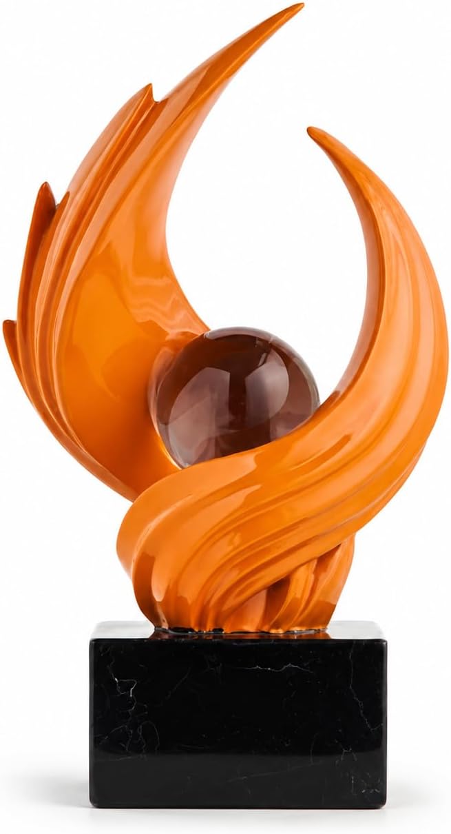 AWNR Gold Abstract Sculpture House Decor Aesthetic - Home Décor Accents for Nightstand, Shelves, Dining Room, Entryway Table, Office, Desk Accessories (Orange B)