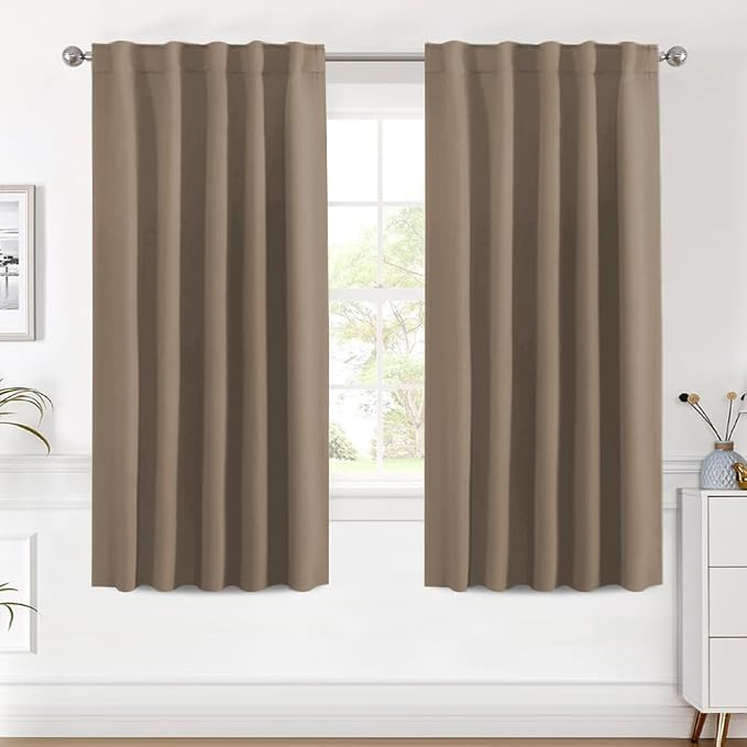 H.VERSAILTEX Blackout Curtains Thermal Insulated Window Treatment Panels Room Darkening Blackout Drapes for Living Room Back Tab/Rod Pocket Bedroom Draperies (2 Panels, Macchiato, 42 x 63 Inch)