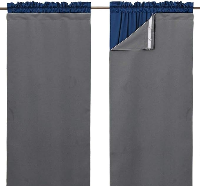 NICETOWN Blackout Curtain Liners for Window - Drapes Liners for 63 inch Curtains, Thermal Curtains Liner (2 Panels, with Bonus Curtain Hooks, 27W by 60L Inches Each Panel, Grey)