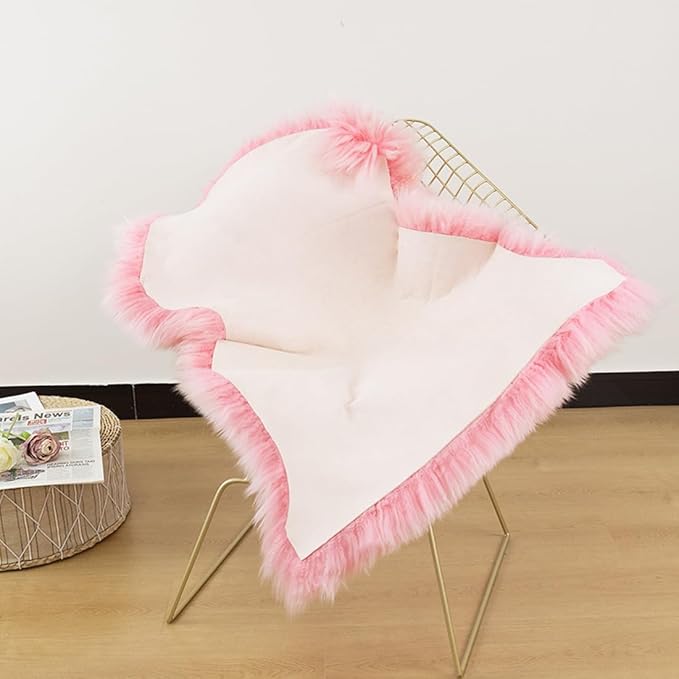 LLB Genuine Sheepskin Area Rug Wool Rug Fur Carpet Fluffy Shaggy Fur Rug for Living Room Kids Bedroom Real Sheepskin Throw Lambskin Rugs Sofa Mat Chair Seat Covers (Pink, 2 x 3 ft Sheepskin)
