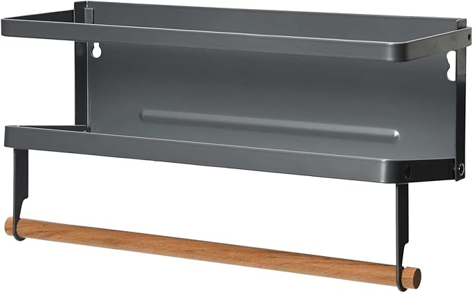 Household Essentials Metal Magnetic Spice Rack with Paper Towel Holder, Grey
