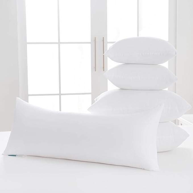 Oubonun 14 x 22 Throw Pillow Inserts - Soft, Plush & Decorative Down Alternative Pillows for Couch Sofa Bed, Machine Washable - White, Pack of 2