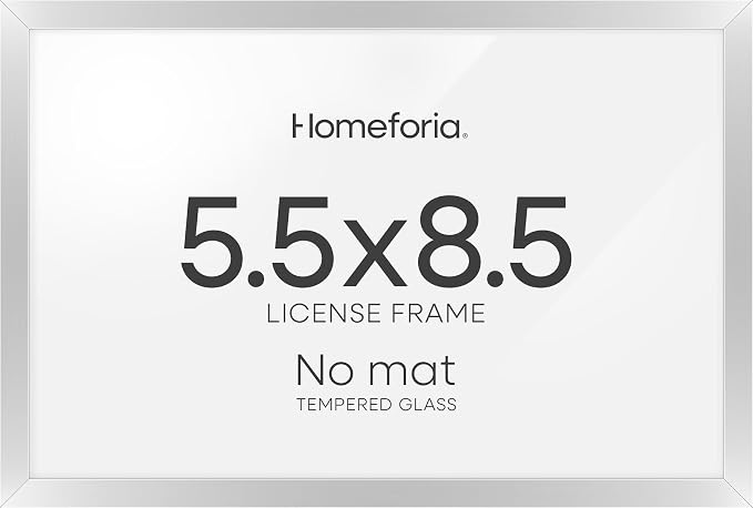 Homeforia 5.5 x 8.5 Business License Frame Silver, High End Metal 5.5x8.5 Certificate Frame, 8.5x5.5 Document Frames for Wall or Tabletop, 5.5 by 8.5 Picture Frames, Tempered Glass, Wall Kit, Set of 2