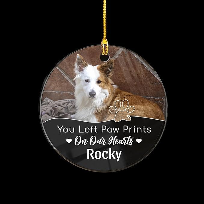 Pet Memorial Ornament Personalized Angel Dog Cat Photo Picture Acrylic Ornaments Custom Sympathy Keepsake Gifts Heaven Christmas Tree Bereavement Decoration Gift for Dogs Cats Moms Dads