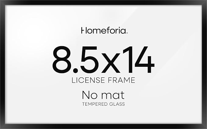 Homeforia 8.5 x 14 Marriage License Frame Black, High End Metal 8.5x14 Marriage Certificate Frames, 14x8.5 Picture Frame for Wall & Tabletop, 8.5 by 14 Photo Frames, Tempered Glass, Wall Kit, Set of 3