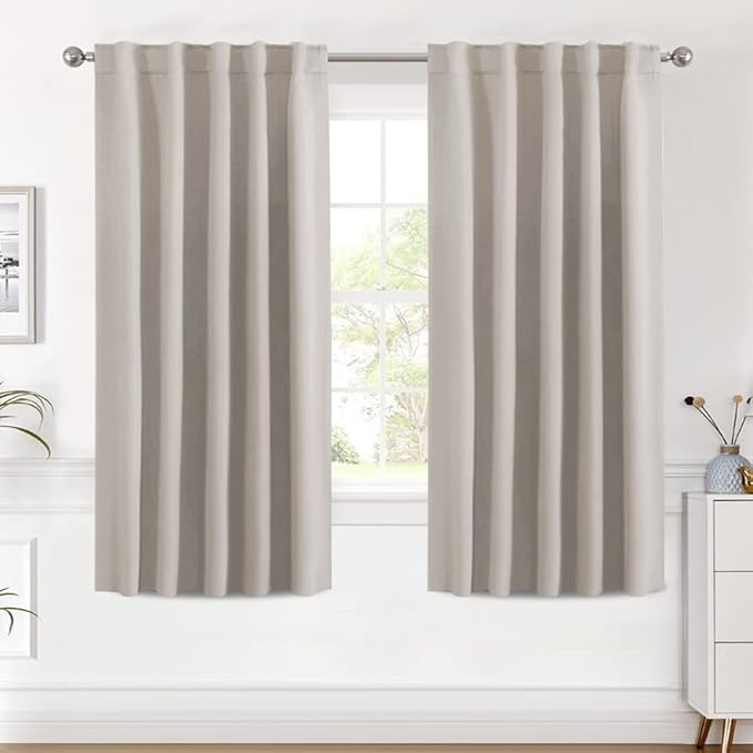 H.VERSAILTEX Blackout Curtains Thermal Insulated Window Treatment Panels Room Darkening Blackout Drapes for Living Room Back Tab/Rod Pocket Bedroom Draperies (2 Panels, Stone, 42 x 63 Inch)