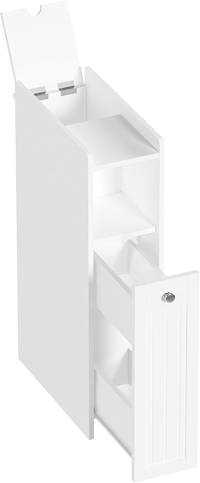 ChooChoo Slim Bathroom Storage Cabinet, Small Narrow Storage Organizer with Slide Out Drawers, Freestanding Toilet Paper Holder, Bathroom Cabinet for Small Places, White