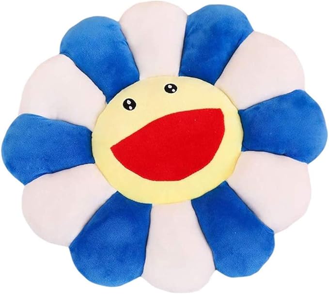TEFU Flower Plush Pillow, Sunflower Soft Comfortable,Blue,21.6in/55cm | Colorful Sunflower Plush Pillow—Perfect for Home, Bedroom, Stores, Restaurants, Decor, Seating