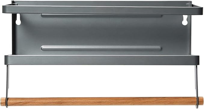 Household Essentials Metal Magnetic Spice Rack with Paper Towel Holder, Grey