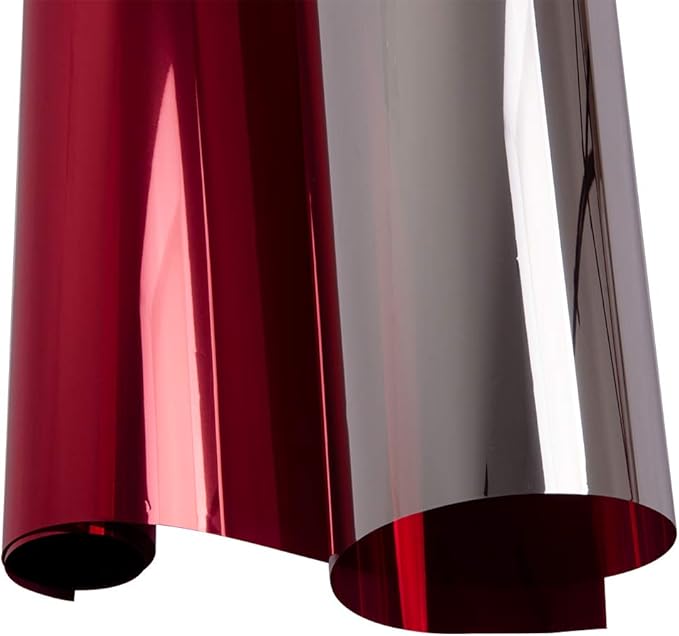 HOHOFILM 60" x33ft Roll Red Silver Window Film One Way Mirror Reflective Glass Tint Sun Blocking Heat Reduction Decorative Home Building Self-Adhesive