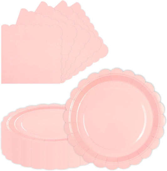 40 pcs Pink Party Paper Plates and Napkins Disposable 9 inch 20 pcs Dessert Plates & 20 pcs Napkins Tableware for Fruit Cake Party Decorations