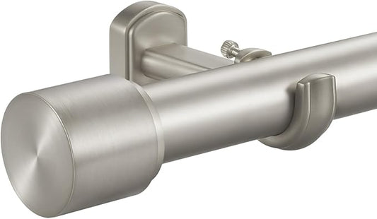 1 1/8 Inch Diameter Curtain Rods, 48-84” Telescoping Large Single Window Drapery Rod Heavy Duty With Adjustable Modern Brackets, Matte Nickel