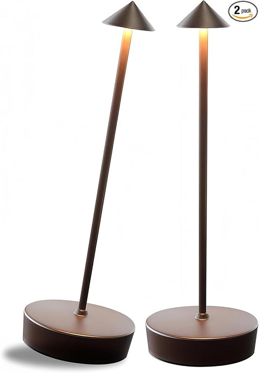 2 Packs Cordless Rechargeable Table Lamp 7200mAh Portable Touch Control LED Dimmable Rechargeable Table Lamp for Bedroom Reading(2 Packs Brown)